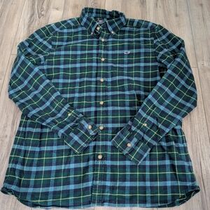 Vineyard Vines Blue and Green Casual Button Down Shirt Sz Large